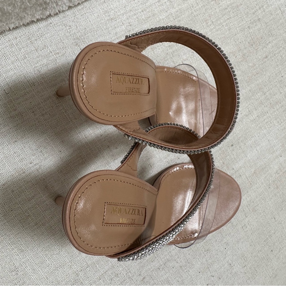 NEW Aquazzura Nude PVC & Crystal High Heel Sandals 39.5 (8.5-9.5), $1190 Retail - Picture 6 of 14